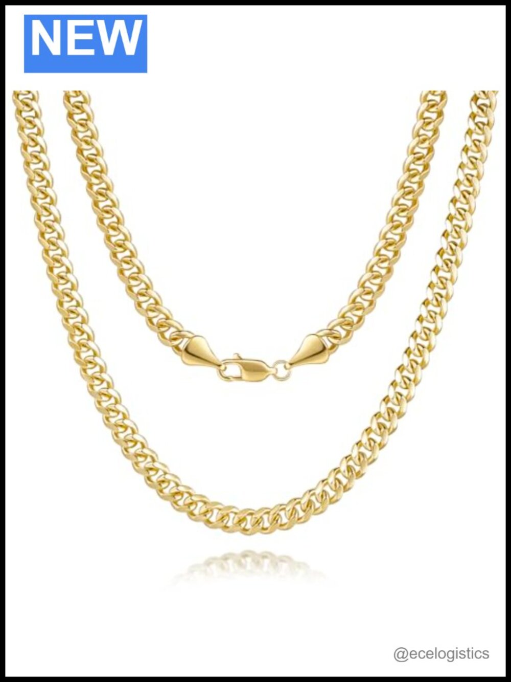 14K Gold Plated Cuban Link Chain Necklace 5mm 20" Unisex Lobster Clasp